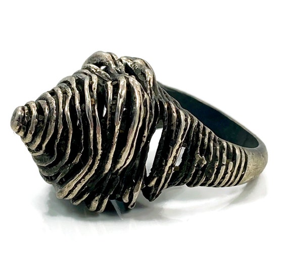 Brutalist Ring, Abstract, Unique, Sterling Silver… - image 1