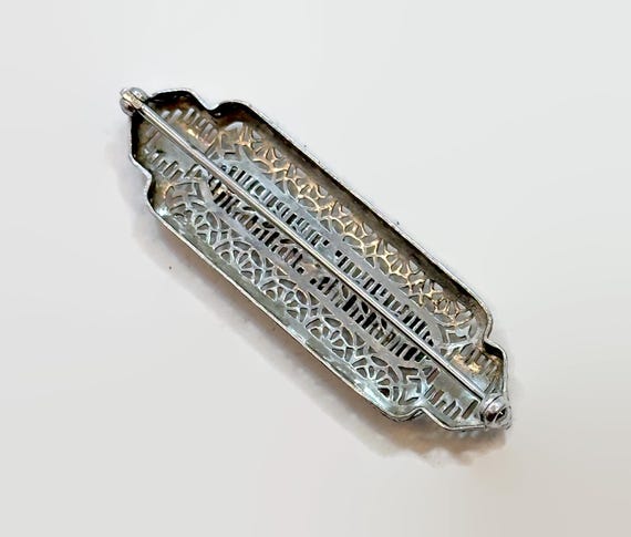 Broche Art Déco Plaquée Argent - Bijou Vintage Occasion