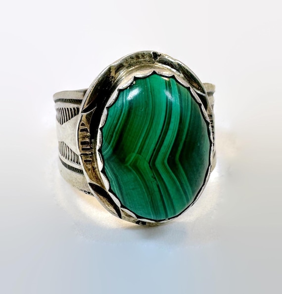 Malachite Ring, Sterling Silver, Native American,… - image 1