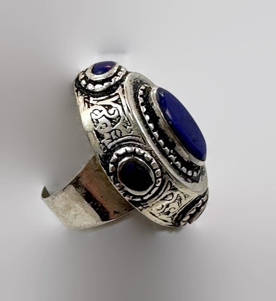 Blue Lapis Ring, Afghan, Middle Eastern, Kuchi, Vi