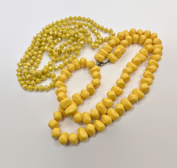 Yellow Necklace, Lot of 2, Crystal, Lucite, Beade… - image 4