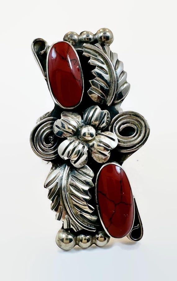 Red Jasper Ring, Esperanza, Silver, Signed, Mexic… - image 2
