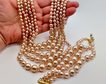 KJL Glass Pearls, 5 Strand, Pearl Necklace, Bracelet