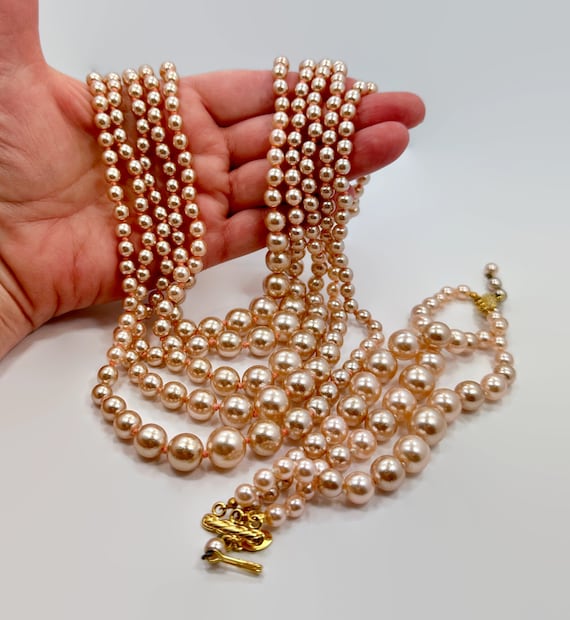 KJL Glass Pearls, 5 Strand, Pearl Necklace, Brace… - image 1