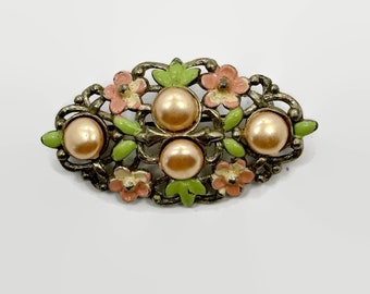 Broche Rosace Florale Art Nouveau Vers 1910/1920 - Plaqué Or, Vintage, Occasion