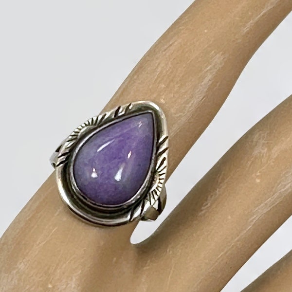 Nakai Ring, Sterling Silver, Purple Jadeite, Navajo, Native American, Vintage