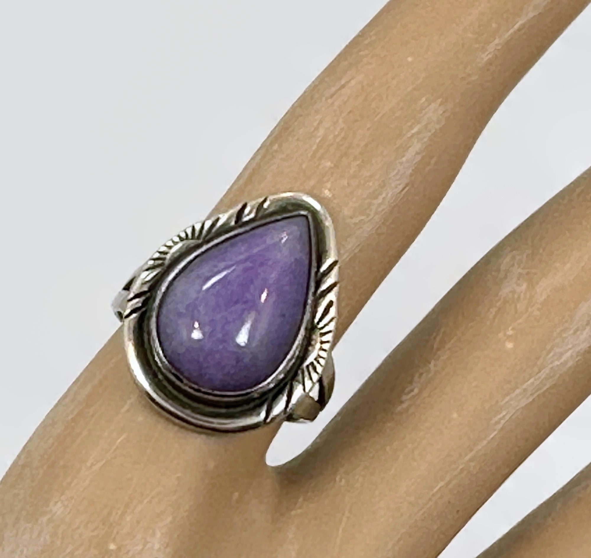 Nakai Ring, Sterling Silver, Purple Jadeite, Navajo, Native 