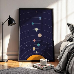 Space Solar System Print, Solar System for Kids, Kids Planet Poster, Hand Drawn Space Poster, Space Print, Solar System Decor, Kids Space