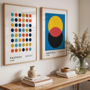 Bauhaus Style Art Prints: Mid-Century Modern Geometric Decor x2