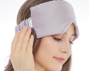 Satijnen slaapmasker, zacht oogmasker om te slapen, reisslaapmasker voor dames - zilver
