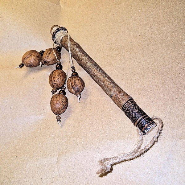 Talking stick, nuts, nature, family, sharing, communication, musical stick
