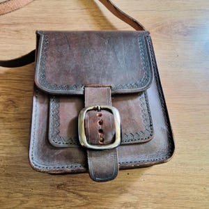 Besace des années '70 en cuir sac bandoulière vintage