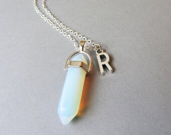 Opalite Gemstone Crystal Necklace - Customized Jewelry, Sterling Silver Upgrade