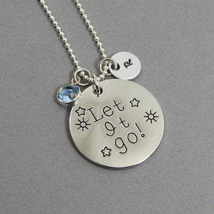 Let It Go - Frozen Necklace - Personalized Initial Name, Customized Swarovski crystal birthstone