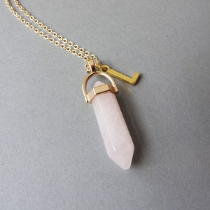 Rose Quartz Gold Necklace Customized Jewelry image 3