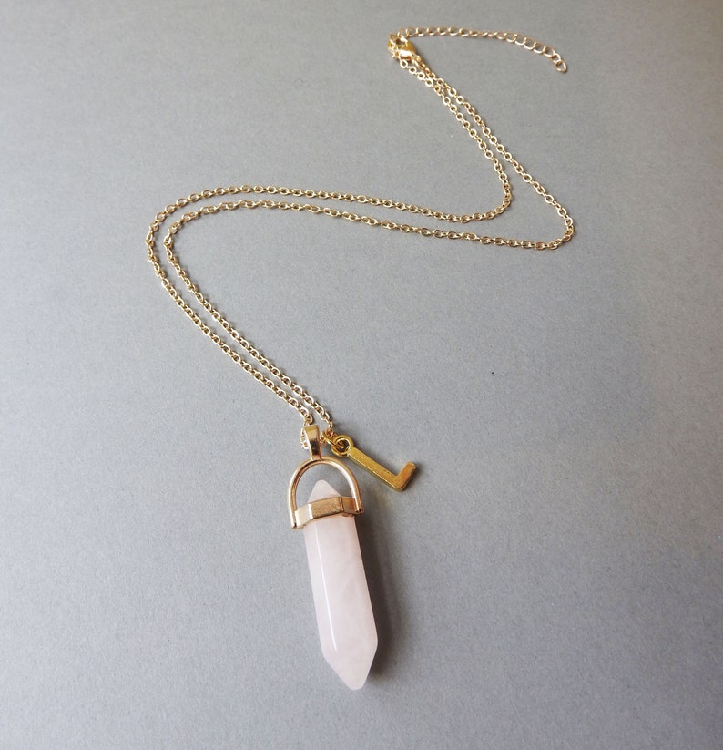 Rose Quartz Gold Necklace Customized Jewelry image 2