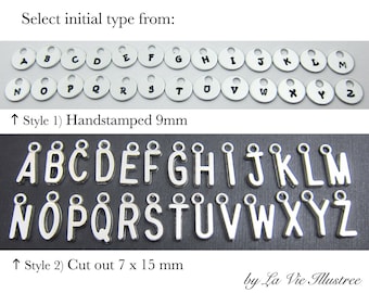 Add-on Handstamped or Cut Out  Initial Name Tag Charms