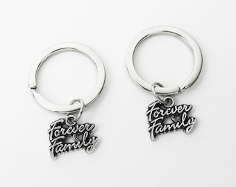 Llavero Familiar para Siempre: Madre, padre, hermano, hermana, tía, tío, abuela, abuelo. Llavero con inicial personalizado y piedra de nacimiento de cristal.