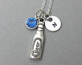 Collar con forma de botella de cerveza - collar para amantes de la cerveza, botella de cerveza, consumo de alcohol
