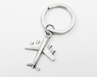 Llavero de avión - Anillo para llaves, inicial personalizada, piedra de nacimiento personalizada