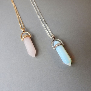 Rose Quartz Gold Necklace Customized Jewelry image 6