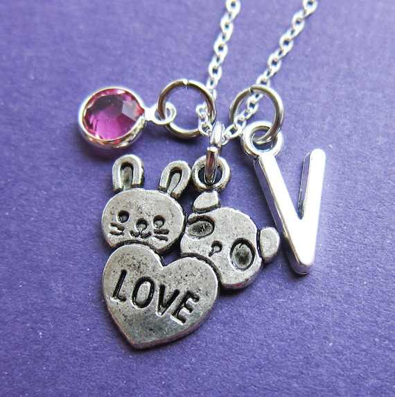 Rabbit Panda LOVE Necklace Custom Best Friend Necklace