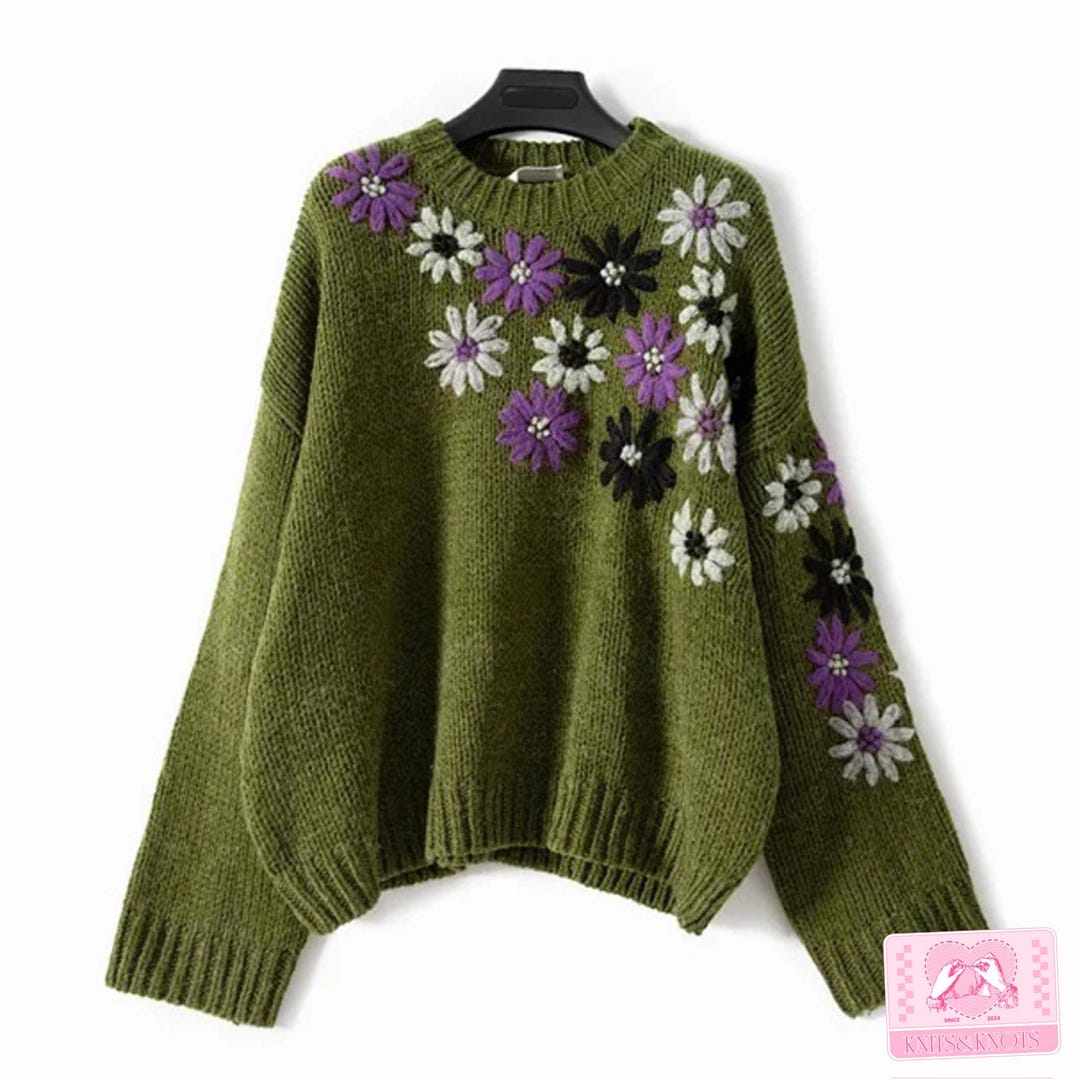 Nancy Women's Lightweight Knit Sweater – Breathable Mesh with Floral Pattern & Elegant V-Neck