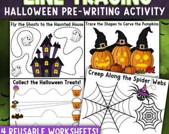 Halloween Tracing Worksheets | Preschool Fine Motor Activity (Digital Download)