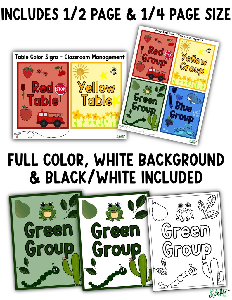 Classroom Table Color Signs: Preschool Teacher Resource (digital ...