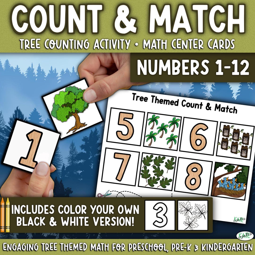 Tree Study Math Activity, Creative Curriculum Count & Match Numbers, 3K ...