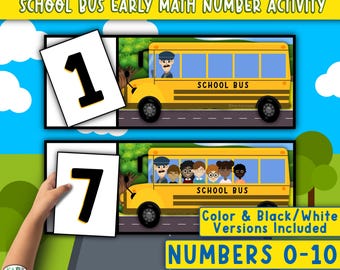 School Bus Counting Game: Preschool Math Center (Digital Download)