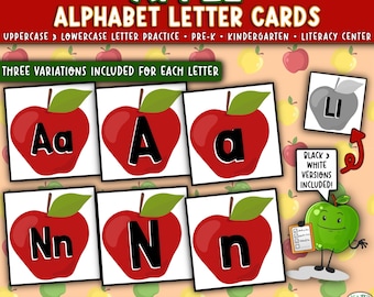 Apple Alphabet Letter Cards | Preschool Printable (Digital PDF)
