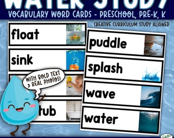 Water Study Vocabulary Cards | Real Photo Word Wall (Digital PDF)