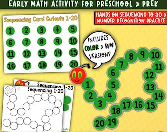 Caterpillar Number Sequencing Game – Preschool Math Center (Digital)