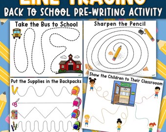 Back to School Line Tracing Worksheets | Preschool Fine Motor (Digital PDF)