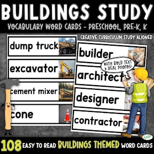 Fiches de vocabulaire pour l'étude de la construction : écriture précoce préscolaire-maternelle (téléchargement PDF