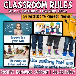 Classroom Rules Posters | Pre-K, Kindergarten, SEL (Digital PDF)