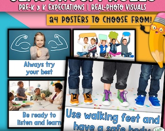 Classroom Rules Posters | Pre-K, Kindergarten, SEL (Digital PDF)