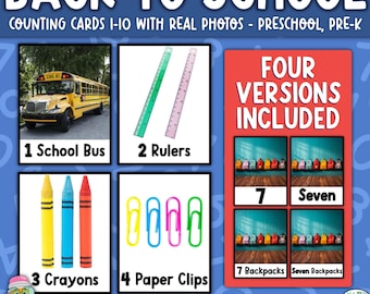 Back to School Counting Cards 1-10 – Real Photo Math (Digital Download)