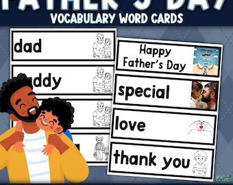 Father's Day Vocabulary Cards | Preschool Writing Center (Digital PDF)