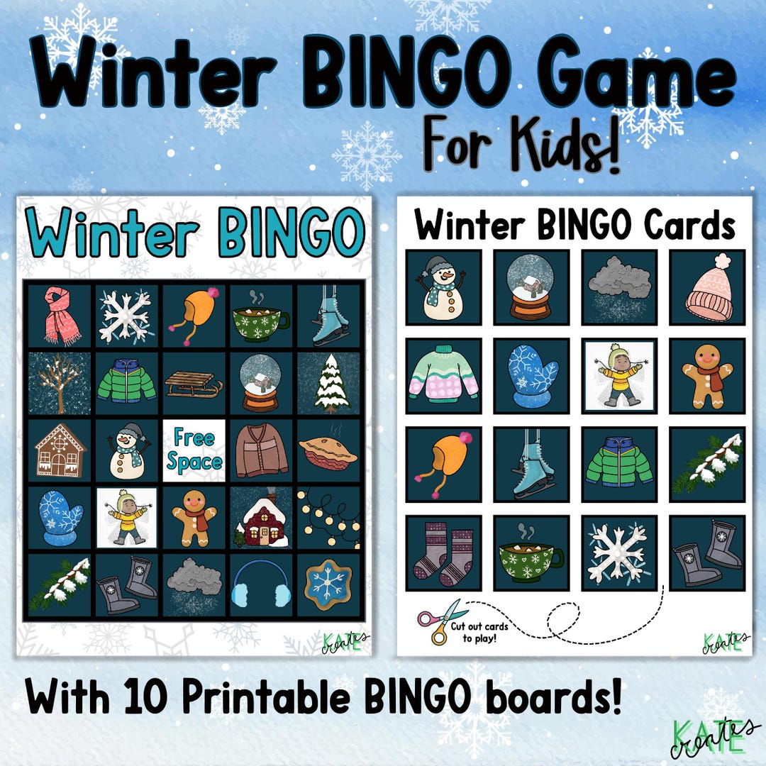 Winter BINGO Game for Kids: Family Holiday Party (digital Download) - Etsy
