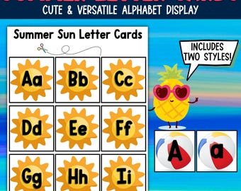 Summer Alphabet Display | Seasonal Uppercase & Lowercase Letter Recognition PreK