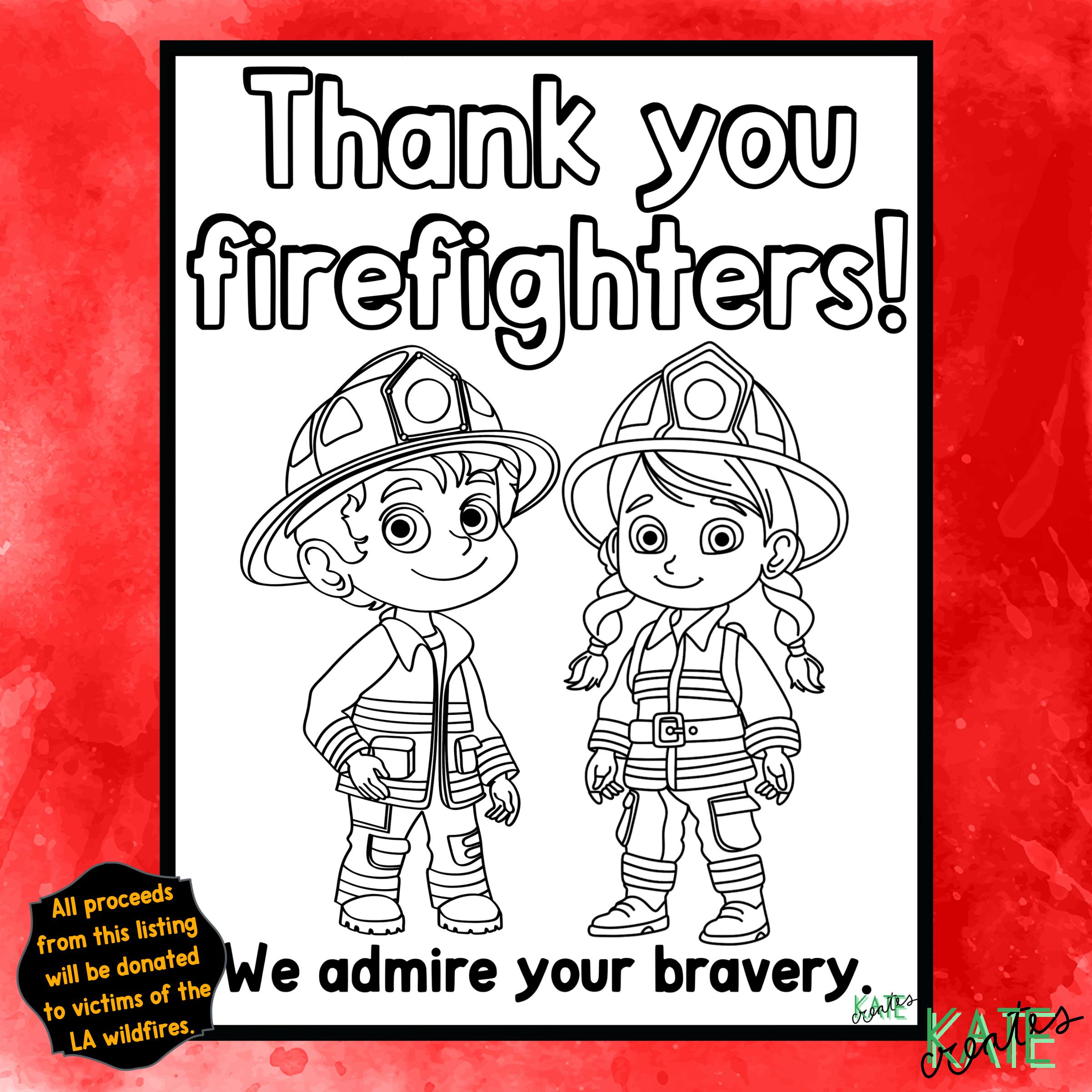Firefighter Appreciation Printable Coloring Pages | Thank You Notes ...