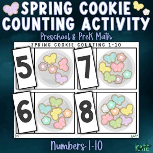 Spring Cookie Counting Game: Preschool Number Match (Digital Download)