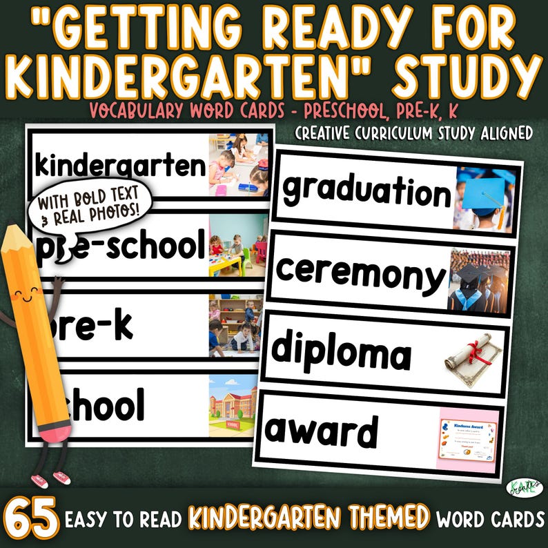Kindergarten Vocabulary Word Cards | Real Photo Word Wall (digital ...