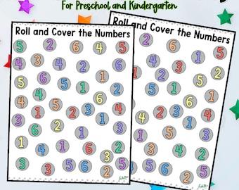 Mathe-Spiel für Vorschulkinder: Zahlenerkennungs-Würfel Aktivität (Digitaler PDF Download)