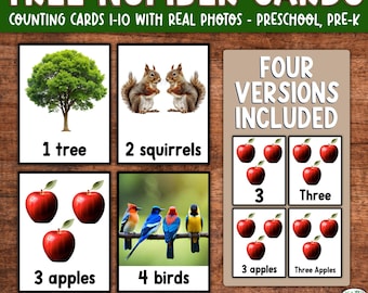 Tree Number Counting Cards 1-10 – Preschool Math (Digital PDF)