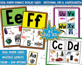 Real Photo Alphabet Wall Chart | Preschool Phonics Cards (Digital PDF)
