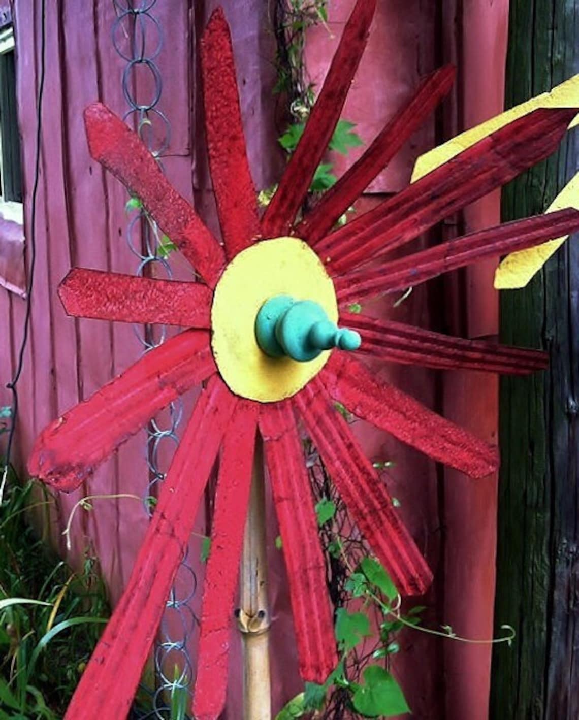 Tin garden flower salvaged handmade yard art Etsy