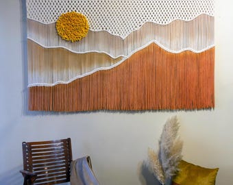 Handvävd textilväggbonad med landskap | Ö-inspirerad fiberkonst